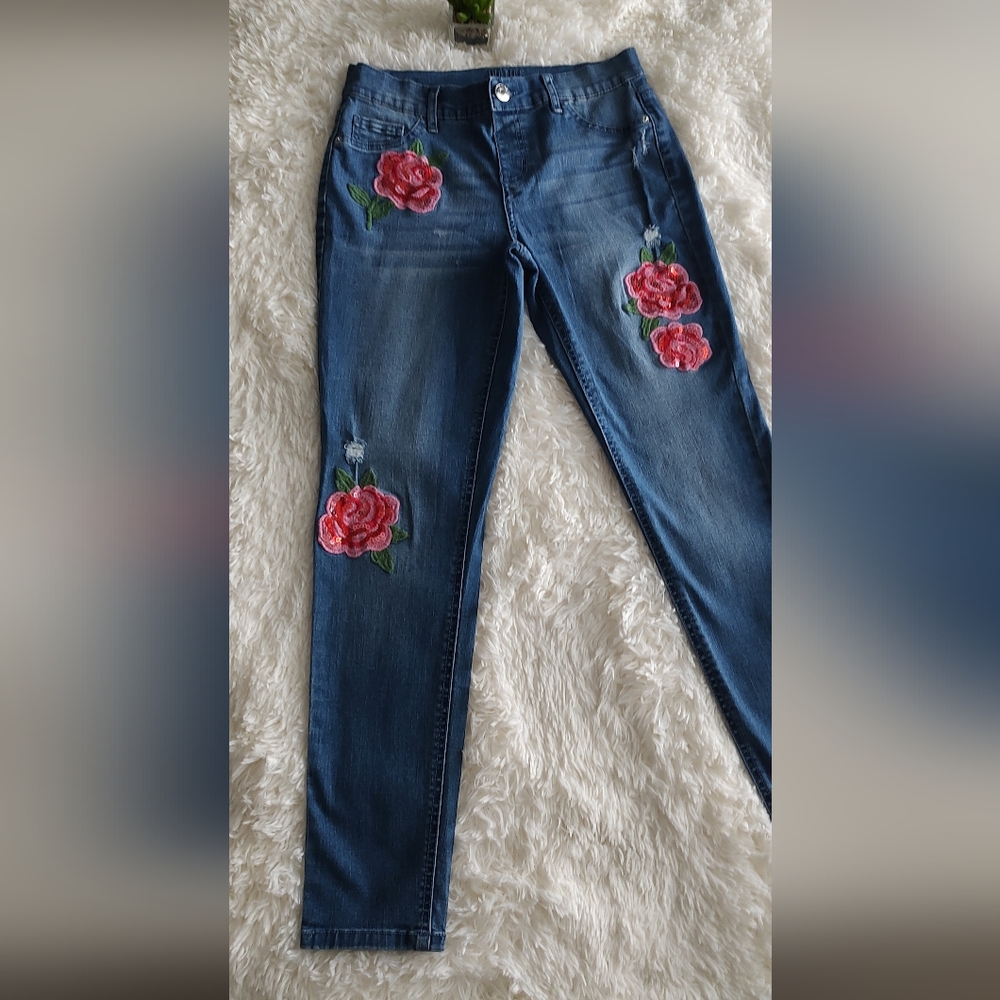 Justice Women's Blue Skinny Jeans Legging Pull On - Picture 6 of 6